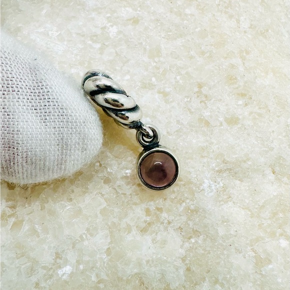 EUC Pandora 790435AM Sterling Silver Amethyst Disk Dangle Charm - Picture 6 of 13